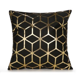 Weiß / schwarzer Kissenbezug - goldenes geometrisches Muster - 45 cm * 45 cm