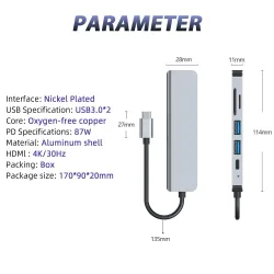 6 in 1 HUB - Typ-C - USB 3.0 - HDMI-kompatibel - Splitter - Adapter