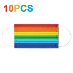 Protective face / mouth mask - antibacterial - disposable - rainbow pattern - 10 piecesMouth masks