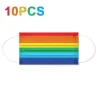 Protective face / mouth mask - antibacterial - disposable - rainbow pattern - 10 piecesMouth masks