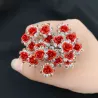 Silberne Haarnadeln - rote Rose / Kristalle - 20 Stück