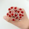 Silberne Haarnadeln - rote Rose / Kristalle - 20 Stück