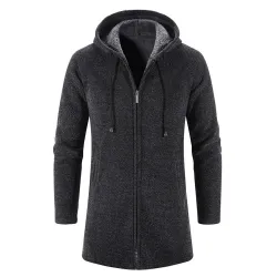 Eleganter warmer Pullover - langer Kapuzenpullover