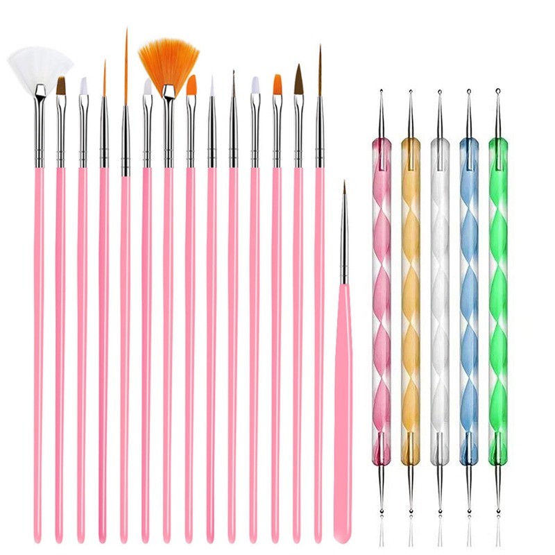 Nagelkunstpinsel - mit Punktierungswerkzeugen - Set