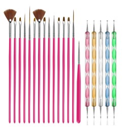 Nagelkunstpinsel - mit Punktierungswerkzeugen - Set