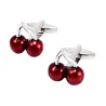 Double red cherries - silver cufflinksCufflinks