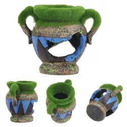Harzvase mit Moos - Aquariendekoration