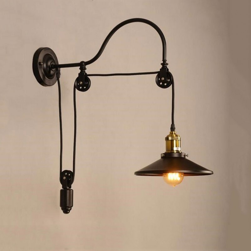 Retro-Wandlampe aus Eisen - verstellbare Länge