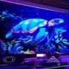 Fluoreszierender Wandteppich - leuchtende Schildkröte - Unterwasserwelt bedruckt