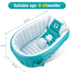 Aufblasbare Babybadewanne - Schwimmbecken - tragbar - faltbar - rutschfest - Cartoon Bär
