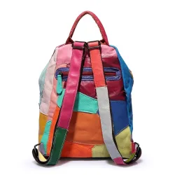 Leather backpack - with rivets - colorful rainbow colorsBackpacks