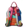 Lederrucksack - mit Nieten - bunte Regenbogenfarben