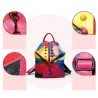 Lederrucksack - mit Nieten - bunte Regenbogenfarben