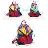 Lederrucksack - mit Nieten - bunte Regenbogenfarben