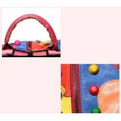 Lederrucksack - mit Nieten - bunte Regenbogenfarben