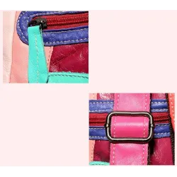 Lederrucksack - mit Nieten - bunte Regenbogenfarben