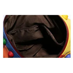 Lederrucksack - mit Nieten - bunte Regenbogenfarben