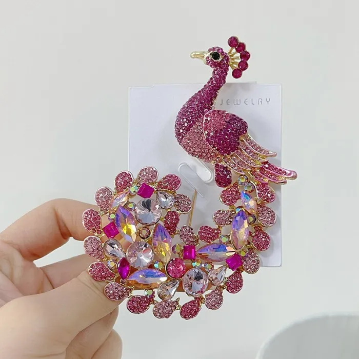 Crystal peacock broochBrooches
