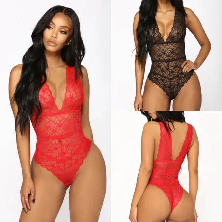 Sexy Spitzen-Body - ärmellos - G-String