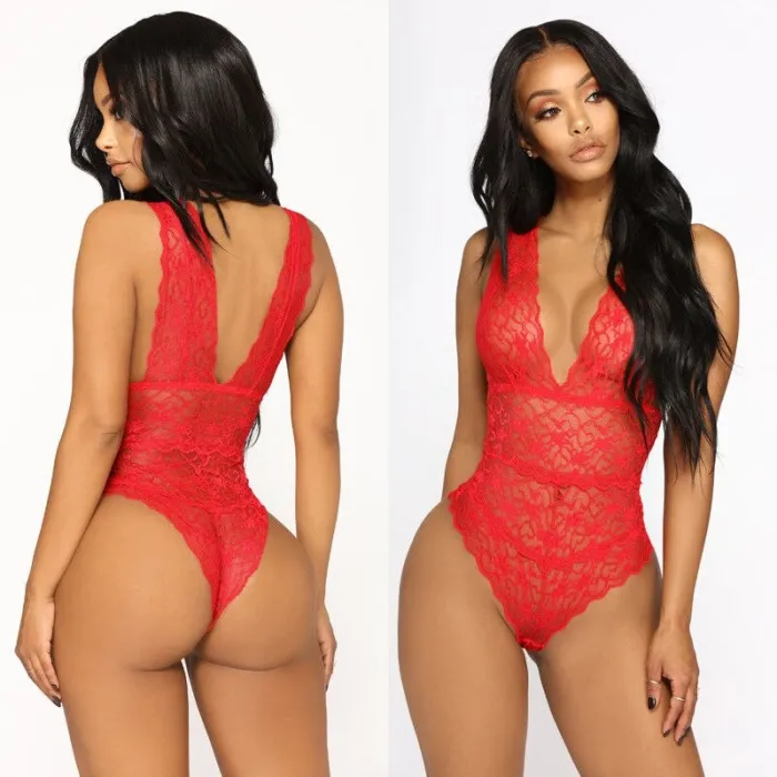Sexy Spitzen-Body - ärmellos - G-String