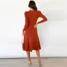 Elegantes Strickkleid - Langarm - Taillengürtel