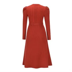 Elegantes Strickkleid - Langarm - Taillengürtel
