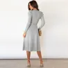 Elegantes Strickkleid - Langarm - Taillengürtel