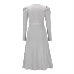 Elegantes Strickkleid - Langarm - Taillengürtel