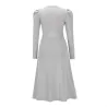 Elegantes Strickkleid - Langarm - Taillengürtel