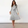 Elegantes Strickkleid - Langarm - Taillengürtel