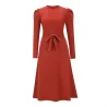 Elegantes Strickkleid - Langarm - Taillengürtel