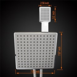 Quadratischer Regenstrahl - Doppelbrausekopf - Schlauch - 3-Wege-Wasserumstellung - Set