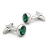 Silver cufflinks with green crystalCufflinks
