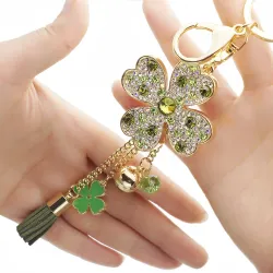 Lucky four leaves clover - crystal keychainKeyrings