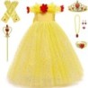 Elegantes schulterfreies Kleid - gelbes Mädchenkostüm