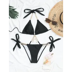 Sexy bikini set - with crystal / metal decorationsBeachwear