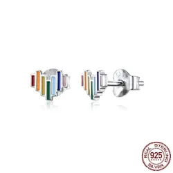 Herzförmige Ohrringe - mit Regenbogen-Emaille