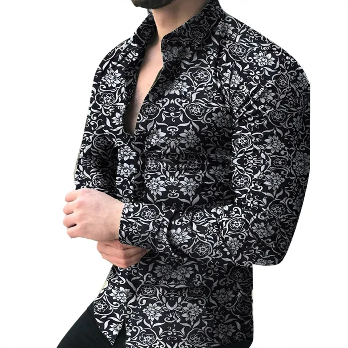 Modisches Langarm-Shirt - Blumendruck - schmale Passform