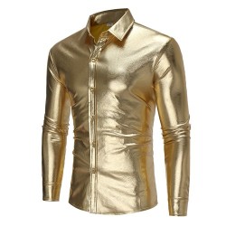 Modisches, metallisch glänzendes Langarm-Shirt