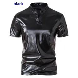Glänzendes Kurzarm-T-Shirt in Metallic-Optik