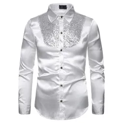 Glänzendes Metallic-Langarmshirt - mit dekorativen Pailletten