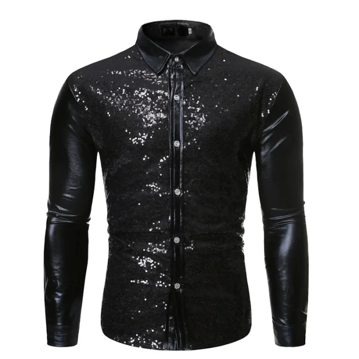 Glänzendes Metallic-Langarmshirt - mit Paillettenverzierungen