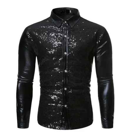 Glänzendes Metallic-Langarmshirt - mit Paillettenverzierungen