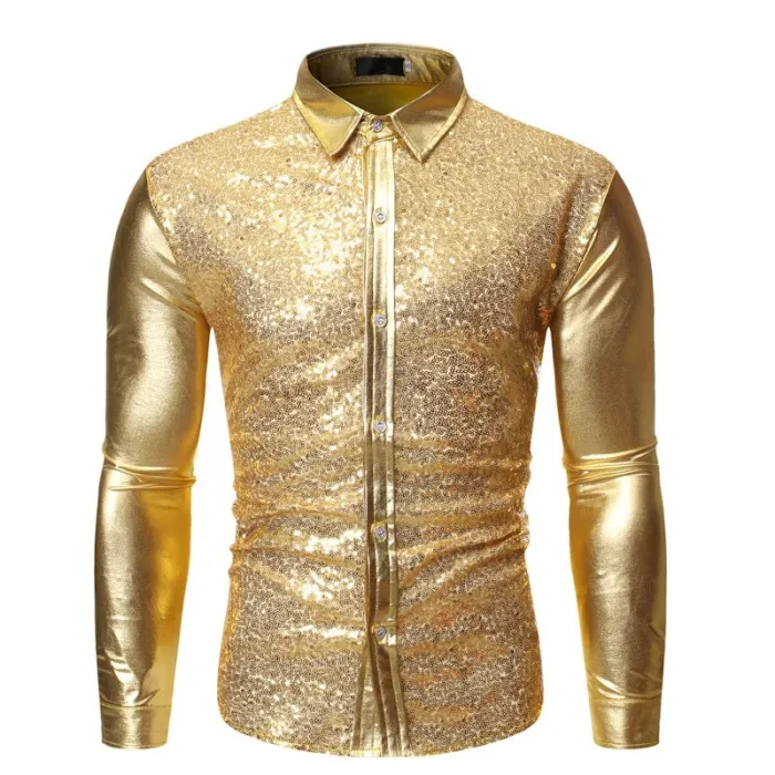 Glänzendes Metallic-Langarmshirt - mit Paillettenverzierungen