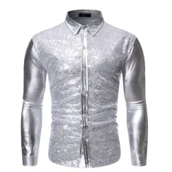 Glänzendes Metallic-Langarmshirt - mit Paillettenverzierungen