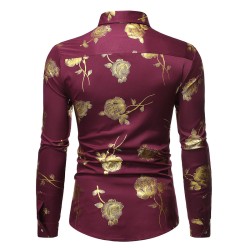 Luxuriöses Langarmshirt - bedruckt mit goldenen Rosen