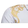 Elegantes Langarmhemd - luxuriöser goldener Barockdruck