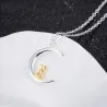Crescent moon / golden rabbit pendant - silver necklaceNecklaces