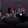 Vintage hairpin - red roses / pearl / crystalsHair clips