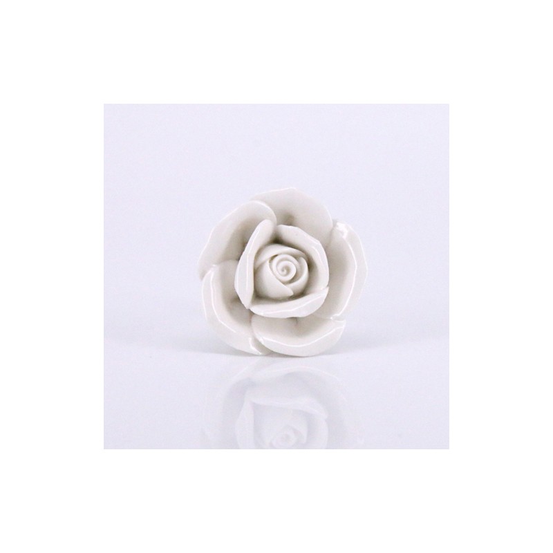 Möbelgriffe aus Keramik - Knöpfe in Rosenform - 10 Stück